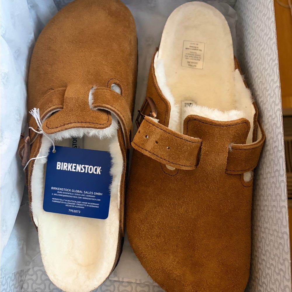 Birkenstock Tan Suede Slip-Ons